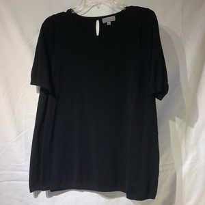 Joseph A Black Keyhole Back Fine Knit Sweater